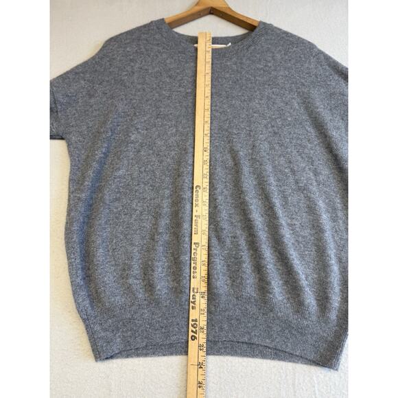 Harper Lane 100% Cashmere Sz Med Gray Heather Long Sleeve Sweater Purple Piping - Picture 9 of 12